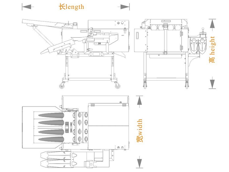 四排敲蛋機+雙槽分離（長寬高）尺寸圖