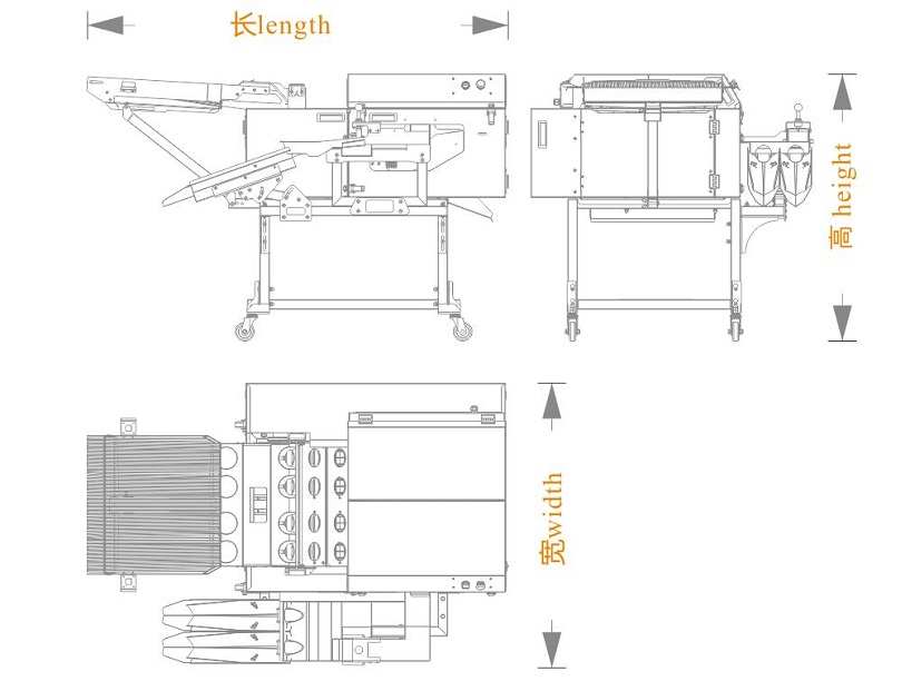 四排敲蛋機+雙槽分離+對接（長寬高）尺寸圖