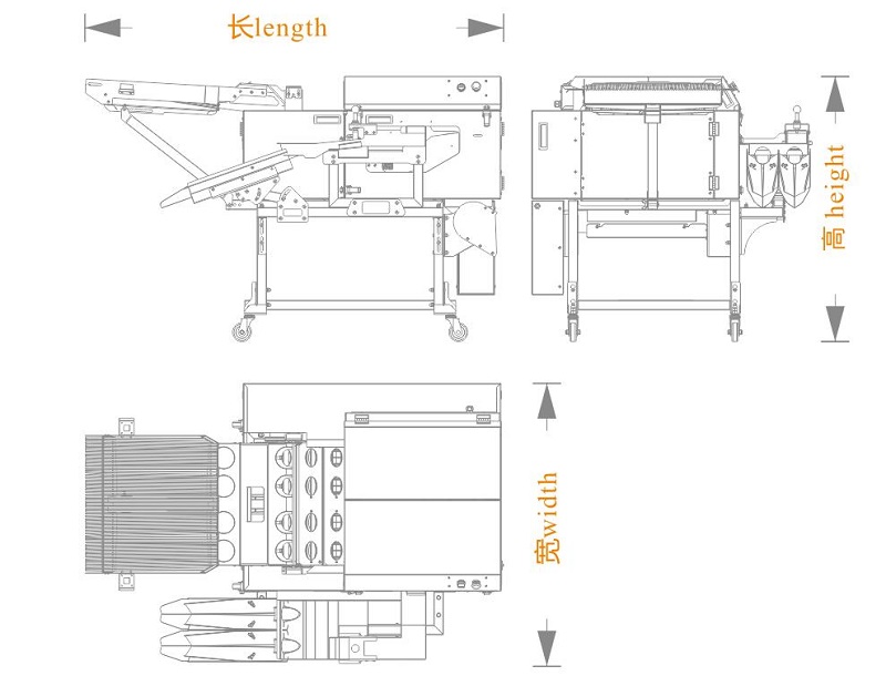 四排敲蛋機+雙槽分離+碎殼+對接（長寬高）尺寸圖