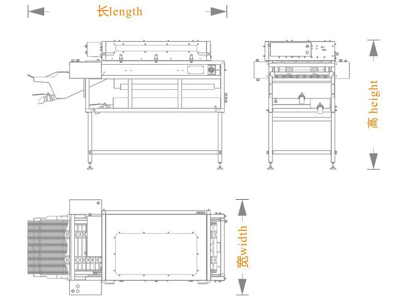 全自動洗蛋機（長寬高）尺寸圖