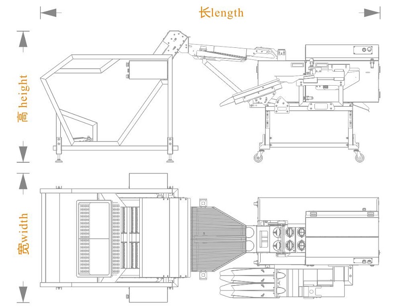 上蛋+雙排敲蛋機(jī)組合生產(chǎn)線（長寬高）尺寸圖