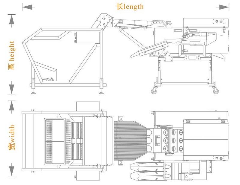水中上蛋+三排敲蛋機(jī)組合生產(chǎn)線<長寬高>尺寸圖