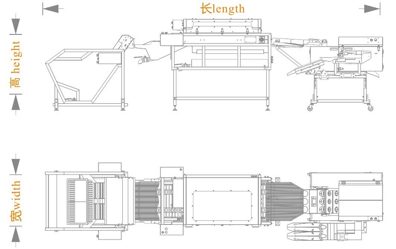 上蛋+洗蛋+三排敲蛋機(jī)組合生產(chǎn)線<長寬高>尺寸圖