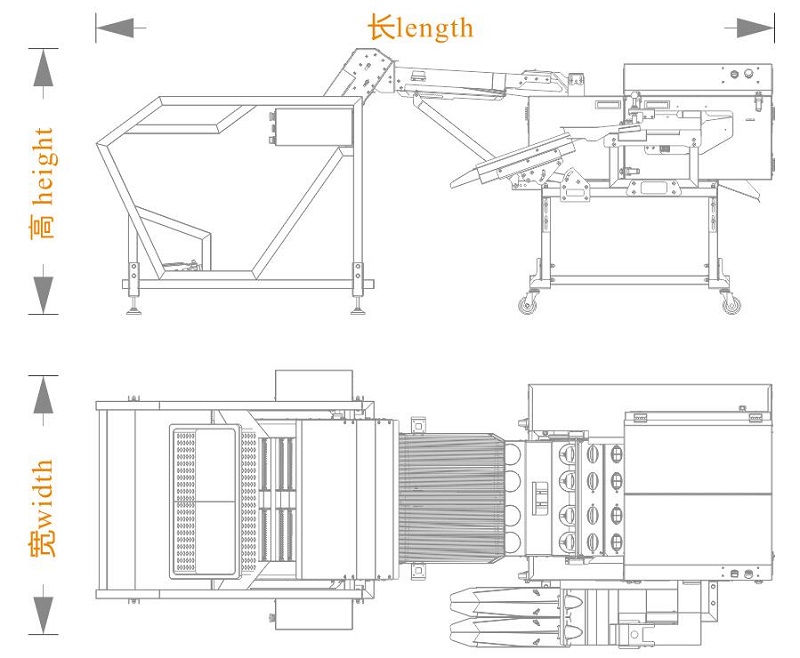 上蛋+四排敲蛋機(jī)組合生產(chǎn)線<長(zhǎng)寬高>尺寸圖